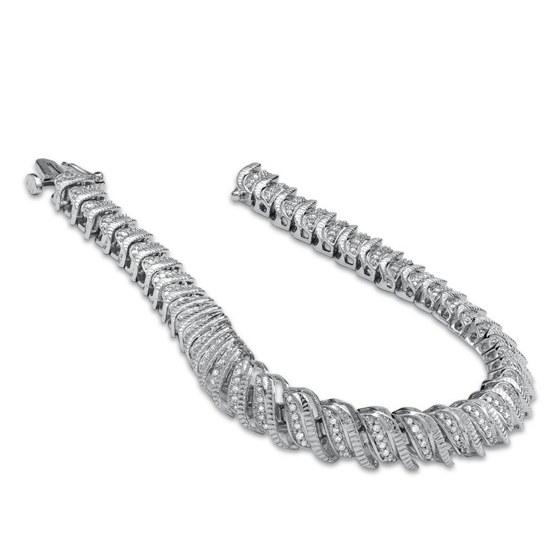 Main Image 2 of 1 CT. T.W. Diamond Accent Cascading Bracelet in Sterling Silver - 7.5"