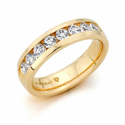 Men S 1 Ct T W Diamond Channel Set Wedding Band In 14k Gold H Vs2
