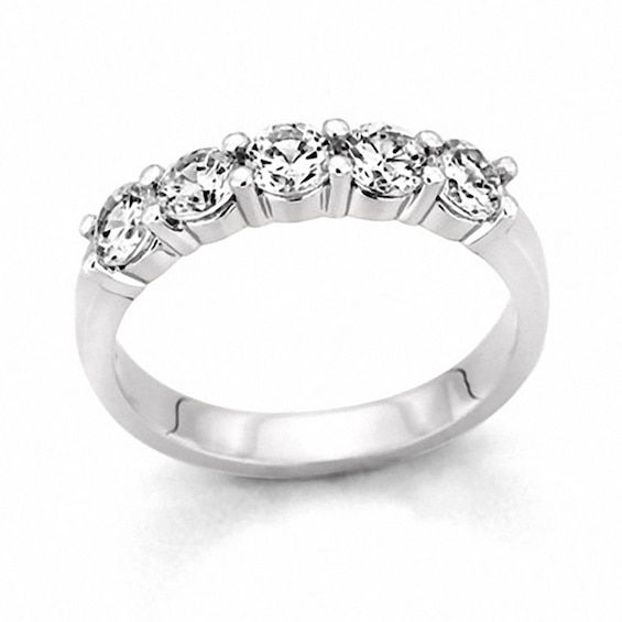 1/2 CT. T.w. Diamond Five Stone Band in 10K White Gold