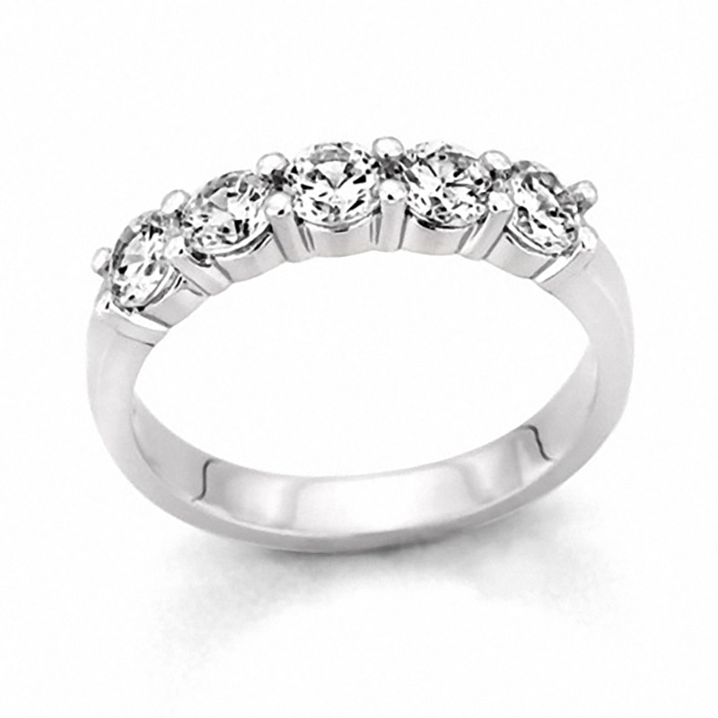 1/2 CT. T.W. Diamond Five Stone Band in 10K White Gold