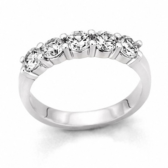 1/4 CT. T.w. Diamond Five Stone Band in 10K White Gold