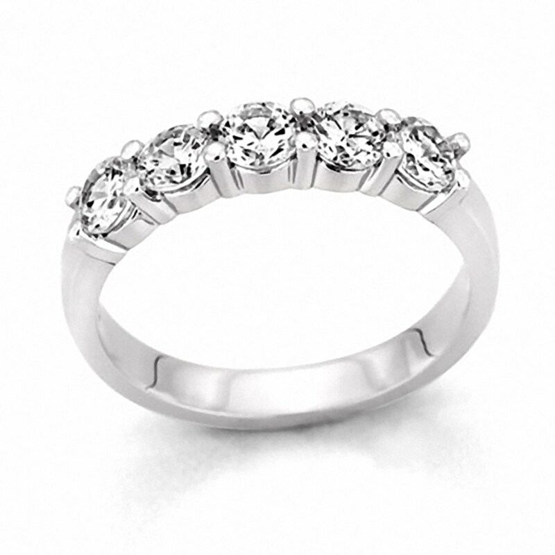 1/4 CT. T.W. Diamond Five Stone Band in 10K White Gold