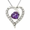 Thumbnail Image 0 of 8.0mm Heart-Shaped Amethyst and 1/20 CT. T.W. Diamond Pendant in Sterling Silver