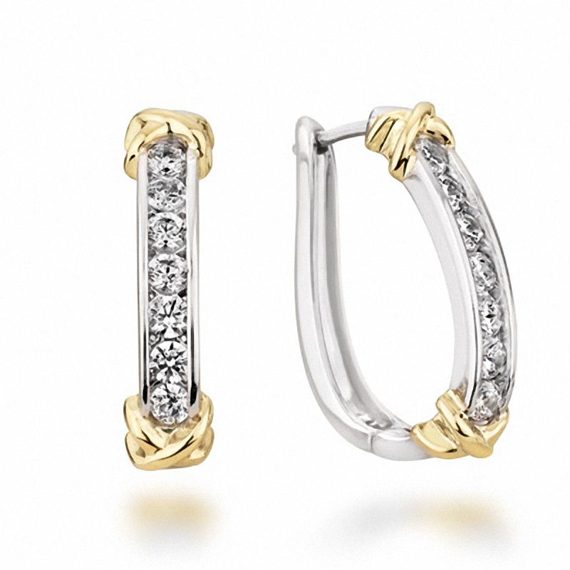 1 4 Ct T W Diamond Channel Hoop Earrings In 10k Two Tone Gold Zales 1 4 Ct T W Diamond Channel Hoop Earrings In 10k Two Tone Gold Zales
