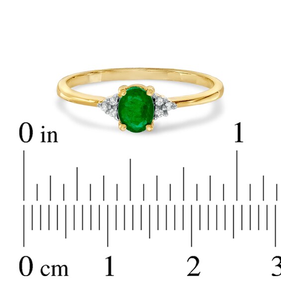 Oval Emerald and Diamond Accent Ring in 10K Gold