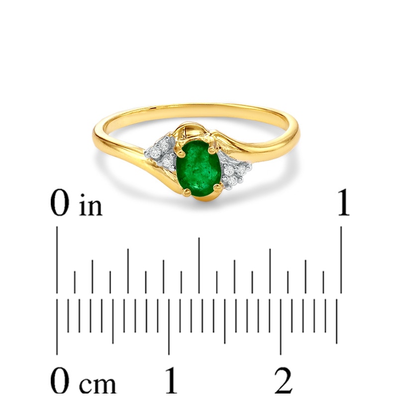 Oval Emerald and Diamond Accent Swirl Ring in 10K Gold