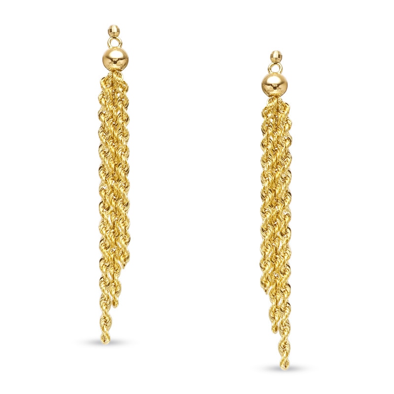 Rope Tassel Drop Earrings in 10K Gold