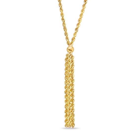 10K Gold Rope Tassel Necklace - 17.5"