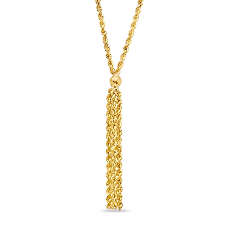 Main Image 1 of 10K Gold Rope Tassel Necklace - 17.5"