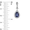 Thumbnail Image 2 of Pear-Shaped Lab-Created Blue and White Sapphire Drop Earrings in 10K White Gold