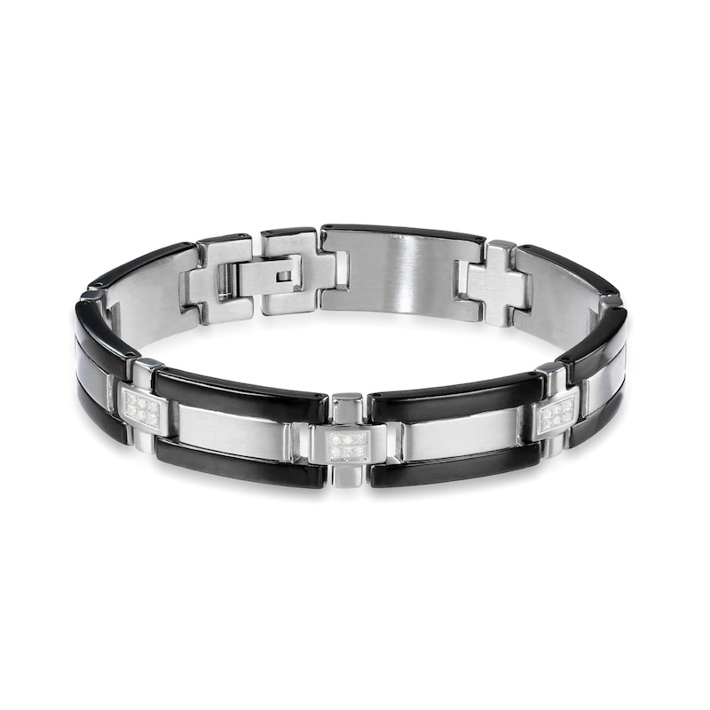 Main Image 2 of 1/4 CT. T.W. Diamond Bracelet in Two-Tone Stainless Steel - 8.25"