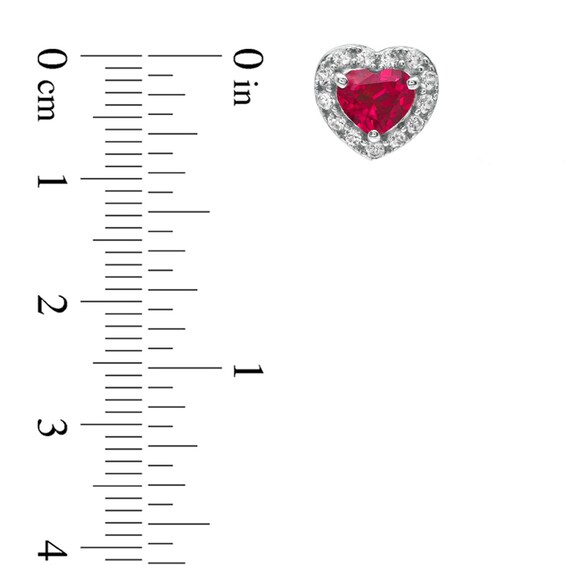 Heart-Shaped Lab-Created Ruby and White Sapphire Pendant and Earrings Set in Sterling Silver with 14K Gold Plate