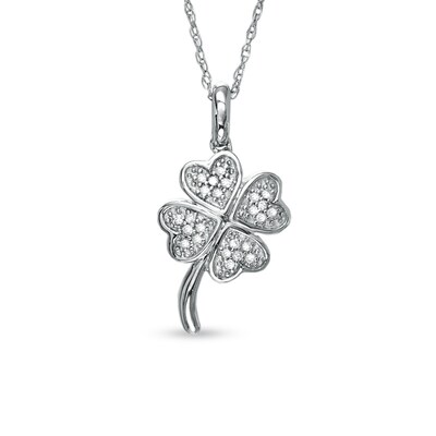 1 10 Ct T W Diamond Four Leaf Clover Pendant In 10k White Gold - Gold Diamond Four Leaf Clover Pendant Necklace 1 10 Ct T W Diamond Four Leaf Clover Pendant In 10k White Gold - Gold Diamond Four Leaf Clover Pendant Necklace