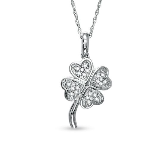 1/10 CT. T.w. Diamond Four-Leaf Clover Pendant in 10K White Gold