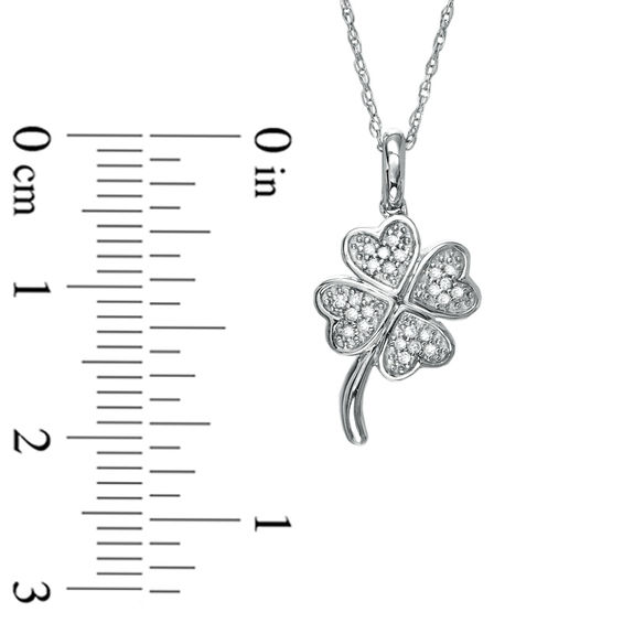 1/10 CT. T.w. Diamond Four-Leaf Clover Pendant in 10K White Gold