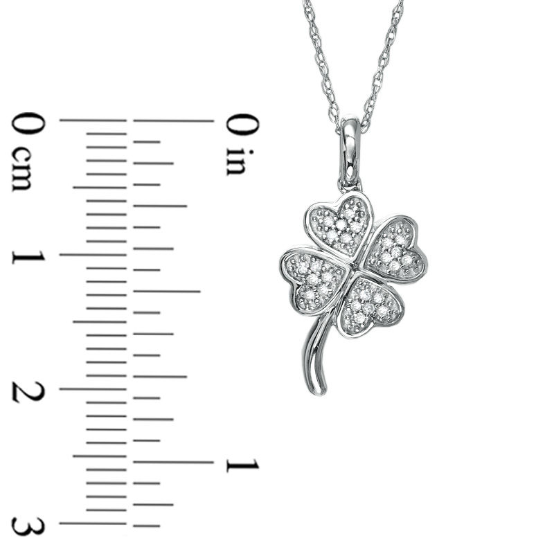 Main Image 2 of 1/10 CT. T.W. Diamond Four-Leaf Clover Pendant in 10K White Gold