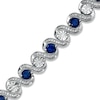 Thumbnail Image 1 of Lab-Created Ceylon Sapphire and 1/10 CT. T.W. Diamond Bracelet in Sterling Silver - 7.25"