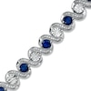 Thumbnail Image 0 of Lab-Created Ceylon Sapphire and 1/10 CT. T.W. Diamond Bracelet in Sterling Silver - 7.25"