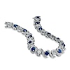 Thumbnail Image 2 of Lab-Created Ceylon Sapphire and 1/10 CT. T.W. Diamond Bracelet in Sterling Silver - 7.25"