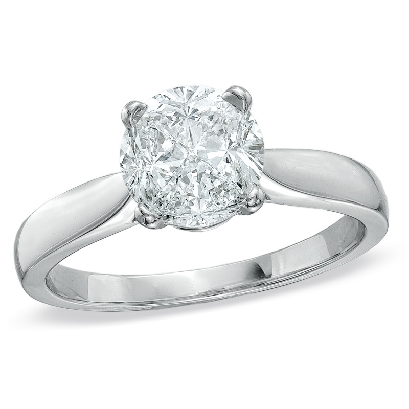 Main Image 1 of 1 CT. T.W. Trillion-Cut Quad Diamond Engagement Ring in 18K White Gold