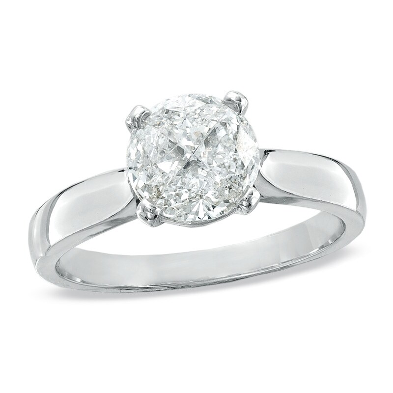 Main Image 1 of 1-1/2 CT. T.W. Trillion-Cut Quad Diamond Engagement Ring in 18K White Gold