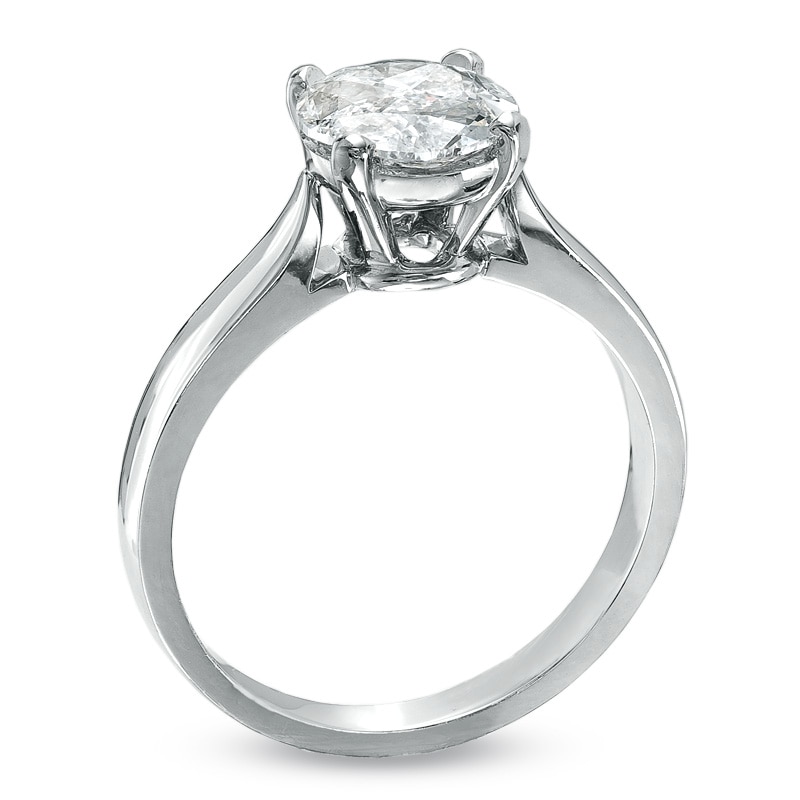 Main Image 2 of 1-1/2 CT. T.W. Trillion-Cut Quad Diamond Engagement Ring in 18K White Gold