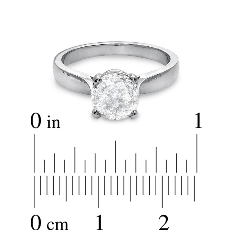 Main Image 3 of 1-1/2 CT. T.W. Trillion-Cut Quad Diamond Engagement Ring in 18K White Gold