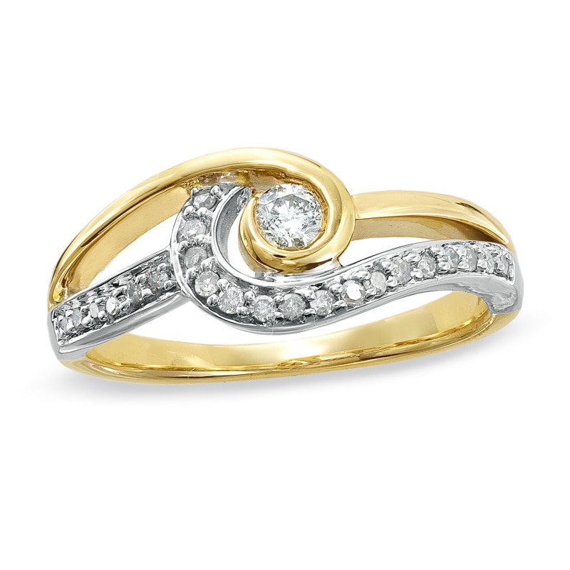 1/4 CT. T.W. Diamond Tidal Wave Ring in 10K Two-Tone Gold