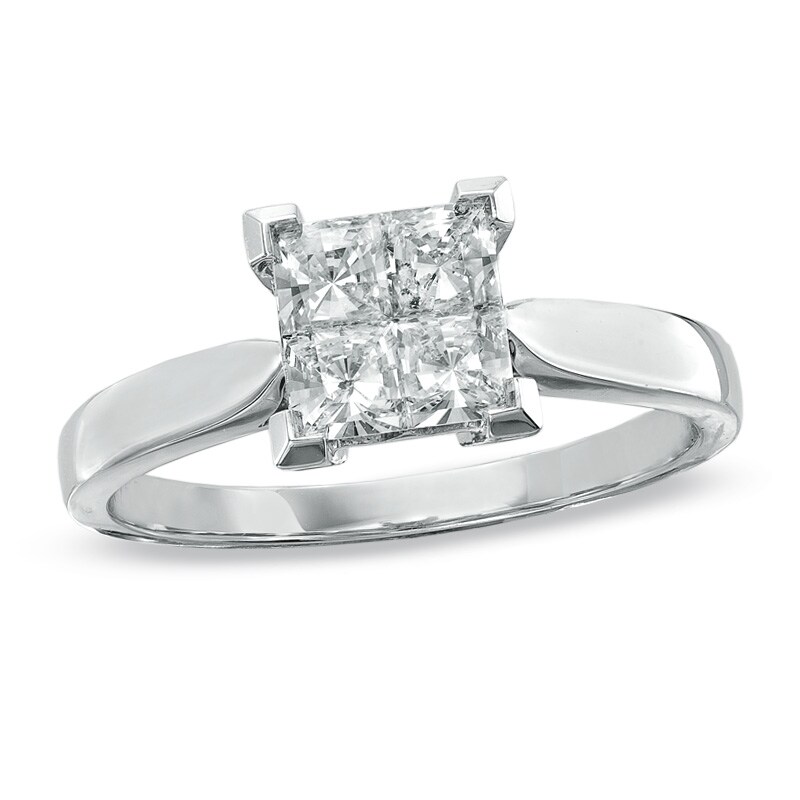 1-1/2 CT. T.W. Princess-Cut Quad Diamond Engagement Ring in 18K White Gold