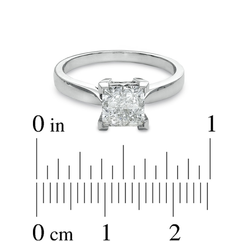 1-1/2 CT. T.W. Princess-Cut Quad Diamond Engagement Ring in 18K White Gold