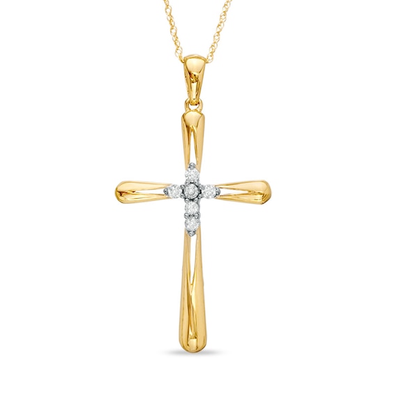 1/8 CT. T.w. Diamond Cross Pendant in 10K Gold