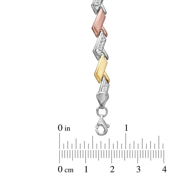 Stampato Bracelet in Sterling Silver and 14K Tri-Tone Gold Plate - 7.5"