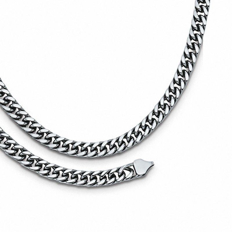 Main Image 1 of Stainless Steel 9.0mm Curb Chain Necklace and Bracelet Set
