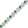 Thumbnail Image 1 of Lab-Created Emerald and 1/8 CT. T.W. Diamond Tennis Bracelet in Sterling Silver - 7.25"