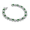 Thumbnail Image 2 of Lab-Created Emerald and 1/8 CT. T.W. Diamond Tennis Bracelet in Sterling Silver - 7.25"