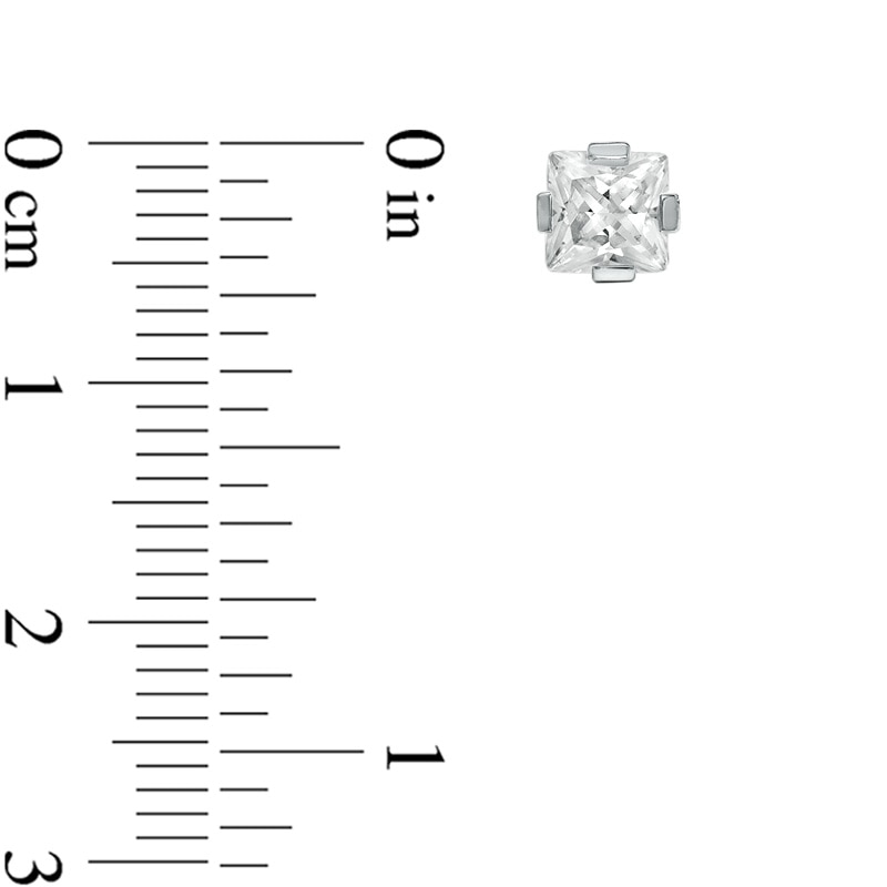 Main Image 2 of 5.0mm Princess-Cut Lab-Created White Sapphire Stud Earrings in Sterling Silver