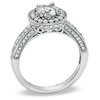 Thumbnail Image 2 of 6.0mm Lab-Created White Sapphire Frame Ring in Sterling Silver