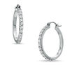 Thumbnail Image 1 of Lab-Created White Sapphire Hoop Earrings in Sterling Silver
