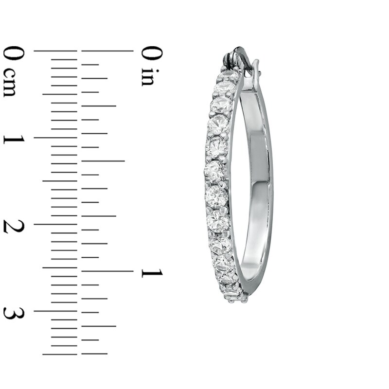 Main Image 2 of Lab-Created White Sapphire Hoop Earrings in Sterling Silver