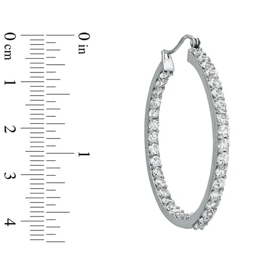 Lab-Created White Sapphire Inside-Out Hoop Earrings in Sterling Silver