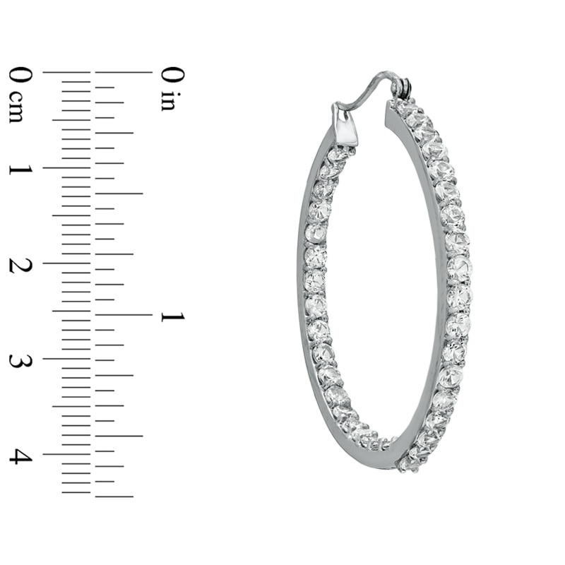 Main Image 2 of Lab-Created White Sapphire Inside-Out Hoop Earrings in Sterling Silver