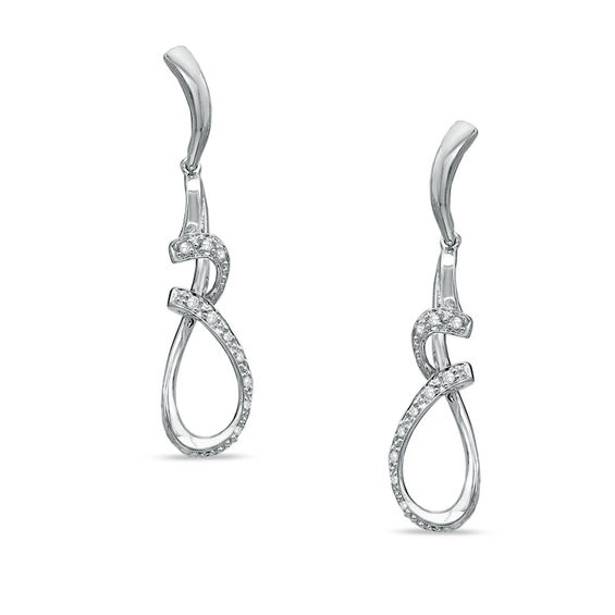 1/10 CT. T.w. Diamond Loop Drop Earrings in 10K White Gold