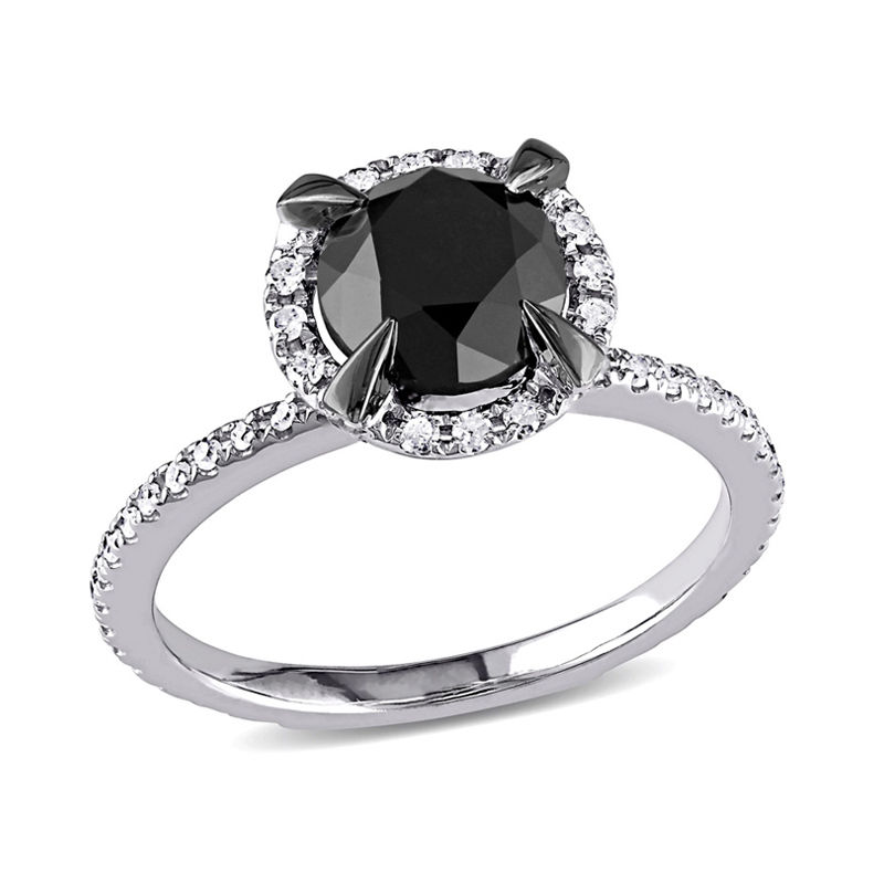 2 CT. T.W. Enhanced Black and White Diamond Solitaire Ring in 10K White Gold