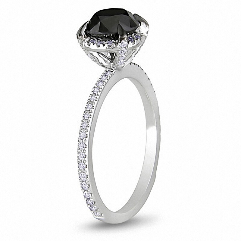 2 CT. T.W. Enhanced Black and White Diamond Solitaire Ring in 10K White Gold