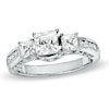 Thumbnail Image 0 of Princess-Cut Lab-Created White Sapphire Three Stone Ring in Sterling Silver