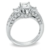 Thumbnail Image 1 of Princess-Cut Lab-Created White Sapphire Three Stone Ring in Sterling Silver