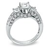 Thumbnail Image 1 of Princess-Cut Lab-Created White Sapphire Three Stone Ring in Sterling Silver