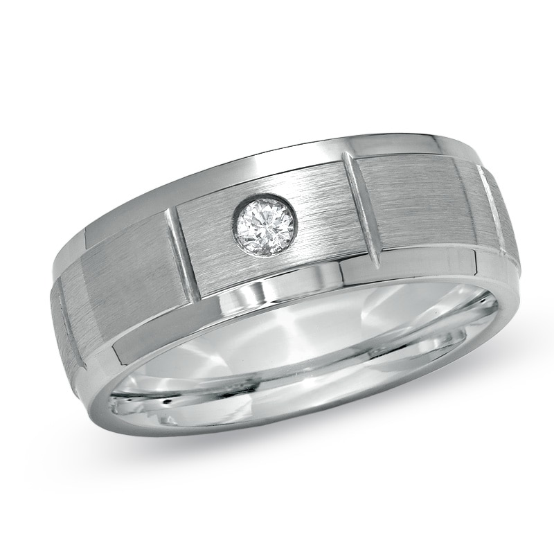 Main Image 1 of 1/10 CT. T.W. Diamond Step Edge Wedding Band in Cobalt - Size 10