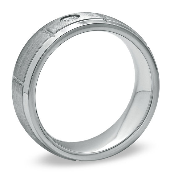 1/10 CT. T.w. Diamond Step Edge Wedding Band in Cobalt - Size 10