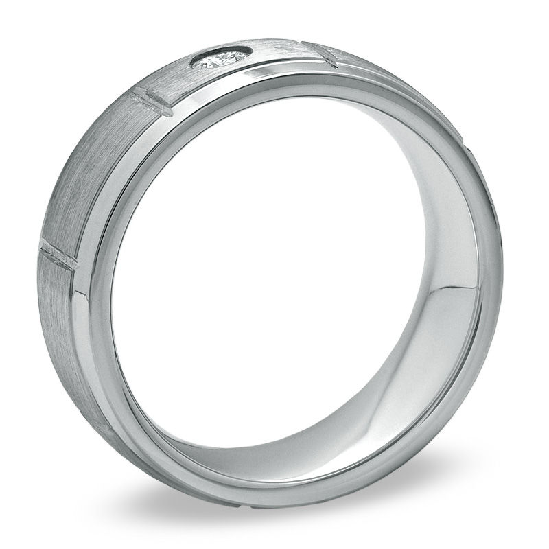 Main Image 2 of 1/10 CT. T.W. Diamond Step Edge Wedding Band in Cobalt - Size 10